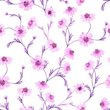 Çiçeksiz desenli suluboya kadife çiçekleri. Botanik duvar kağıdı. Çiçekli tekstil tasarımı. Kaliteli, kusursuz yaz şablonu.