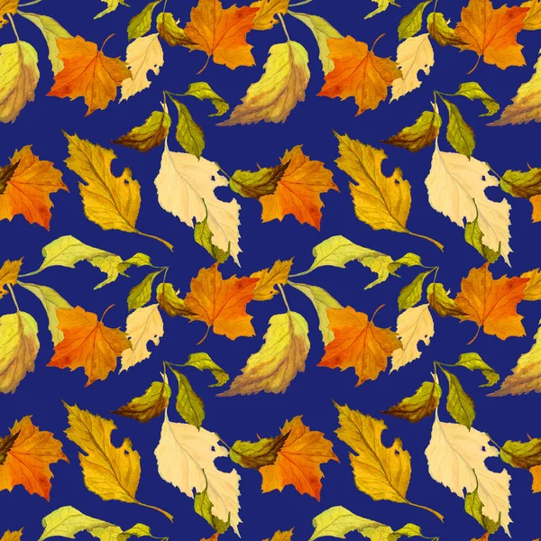 Αφηρημένη Αδιάλειπτη Μοτίβο Ακουαρέλα Φύλλα Που Πέφτουν Όμορφη Φυσική Φθινοπωρινή — Φωτογραφία Αρχείου