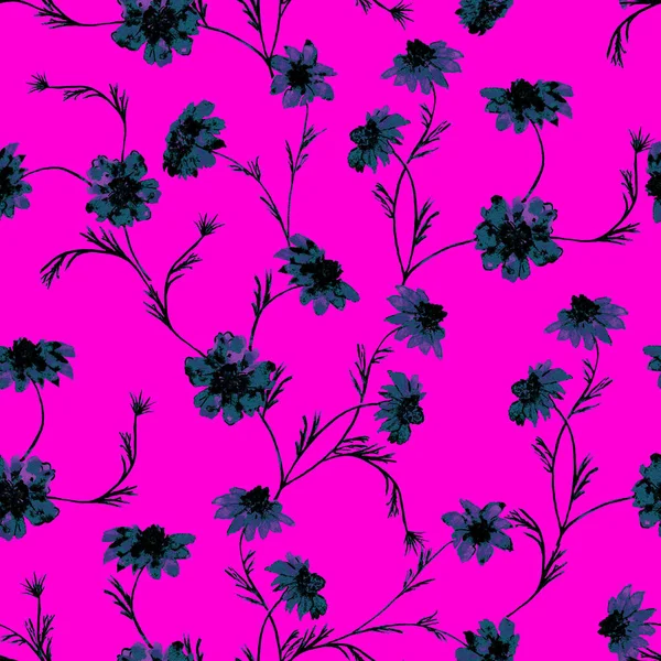 Kwiatowy Bezszwowy Wzór Akwarelowymi Kwiatami Nagietka Tapeta Botaniczna Kwiatowy Wzór — Zdjęcie stockowe