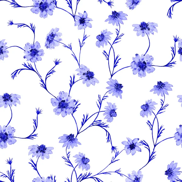 Patrón Sin Costura Floral Con Flores Caléndula Acuarela Papel Pintado —  Fotos de Stock