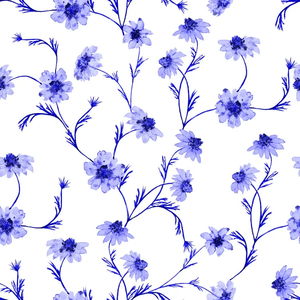 Floral seamless pattern with watercolor marigold flowers. Botanical wallpaper. Floral textile design. Vintage summer seamless pattern.