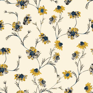 Çiçeksiz desenli suluboya kadife çiçekleri. Botanik duvar kağıdı. Çiçekli tekstil tasarımı. Kaliteli, kusursuz yaz şablonu.