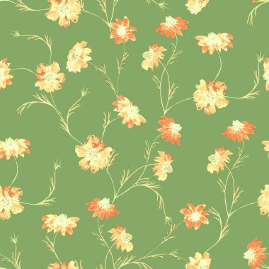 Çiçeksiz desenli suluboya kadife çiçekleri. Botanik duvar kağıdı. Çiçekli tekstil tasarımı. Kaliteli, kusursuz yaz şablonu.