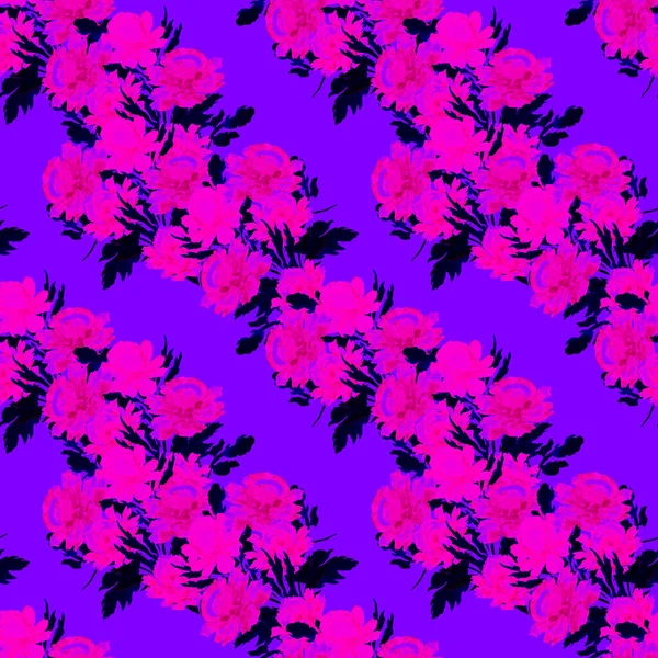 Floral Seamless Pattern Beautiful Blooming Peonies Decorative Botanic Peony Flower — Stock Photo, Image