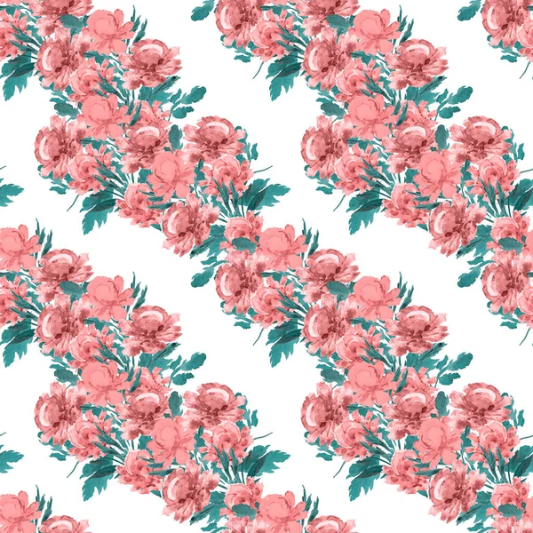 Florales Nahtloses Muster Mit Schönen Blühenden Pfingstrosen Dekorativer Botanischer Pfingstrosen — Stockfoto