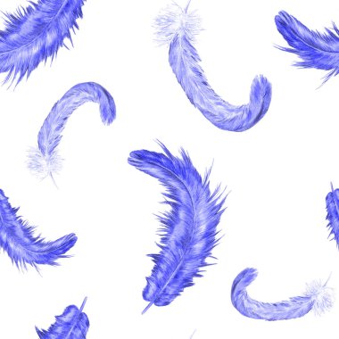 Güzel tüyleri olan dekoratif, pürüzsüz bir desen. Boya kalemleriyle çizilmiş moda resim baskısı.