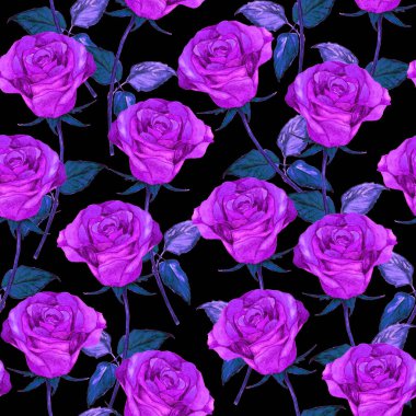 Watercolor seamless pattern with beautiful roses. Romantic floral summer print. Vintage natural background.