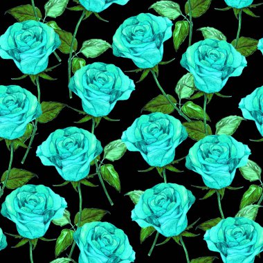 Watercolor seamless pattern with beautiful roses. Romantic floral summer print. Vintage natural background.