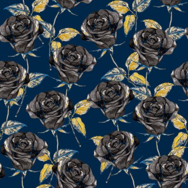 Watercolor seamless pattern with beautiful roses. Romantic floral summer print. Vintage natural background.