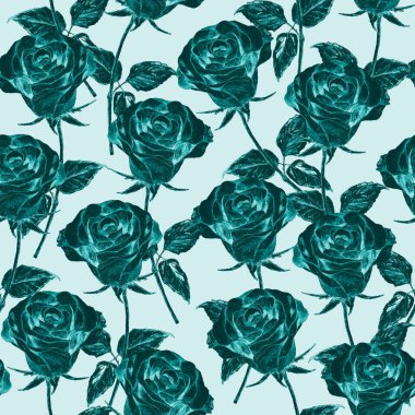 Watercolor seamless pattern with beautiful roses. Romantic floral summer print. Vintage natural background.
