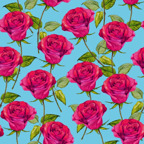 Watercolor Seamless Pattern Beautiful Roses Romantic Floral Summer Print Vintage — Φωτογραφία Αρχείου