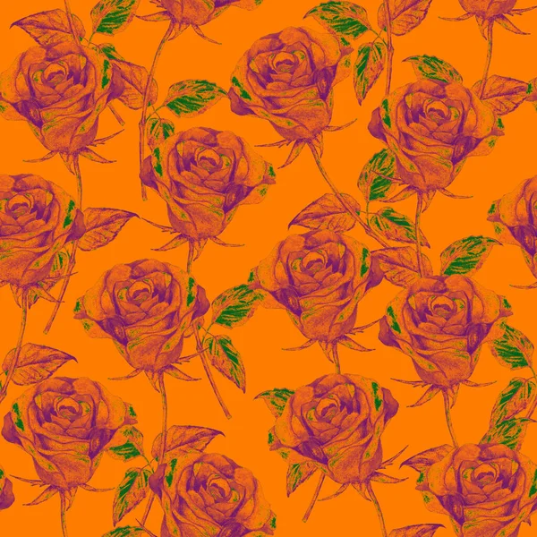 Watercolor Seamless Pattern Beautiful Roses Romantic Floral Summer Print Vintage — Stockfoto
