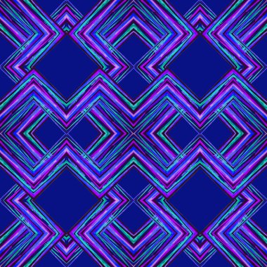 Soyut suluboya desenli, zigzag elementli. Geometrik modern tarzda sanat eserleri. Çağdaş. Yüzey tasarımı için.