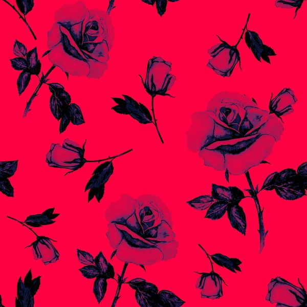 Floral Seamless Pattern Beautiful Blooming Roses Decorative Botanic Rose Flower — Stock Photo, Image