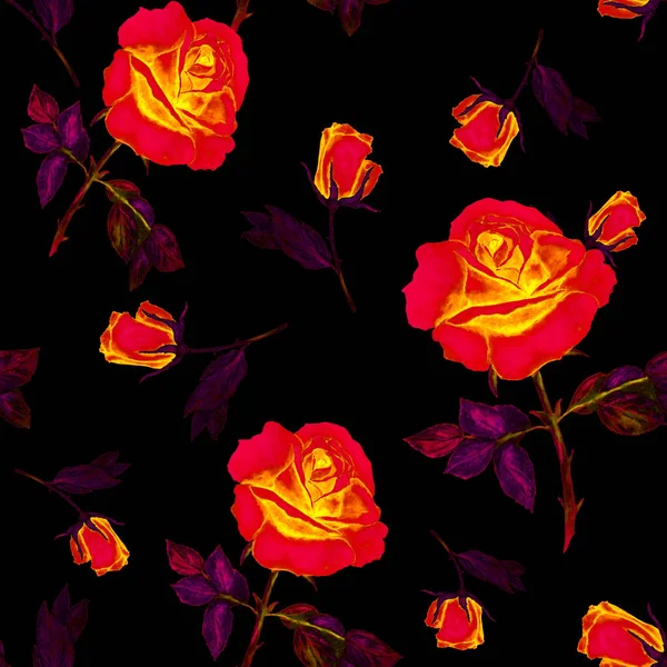 Floral Seamless Pattern Beautiful Blooming Roses Decorative Botanic Rose Flower — Stock Photo, Image