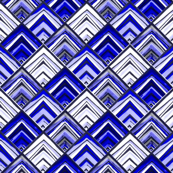 Abstraktes Nahtloses Muster Mit Geometrischer Struktur Aquarell Bunte Rauten Kunstwerk — Stockfoto