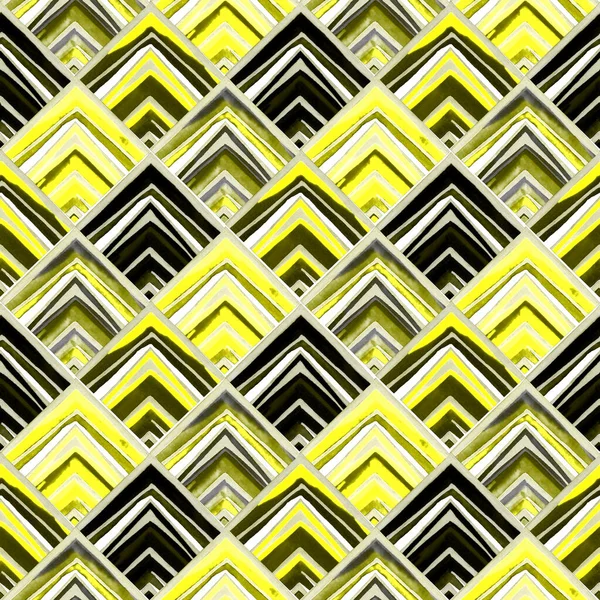 Abstraktes Nahtloses Muster Mit Geometrischer Struktur Aquarell Bunte Rauten Kunstwerk — Stockfoto