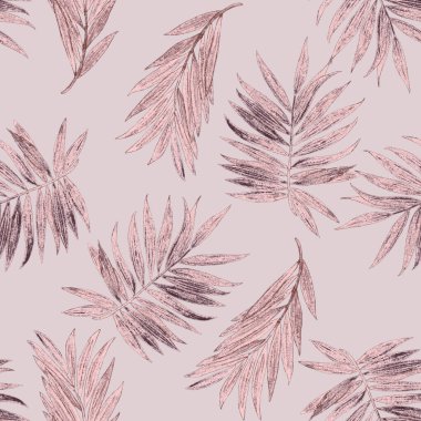 Hawaii dekoratif, dikişsiz, suluboya tropikal yapraklı. Avuç içi. Renkli el çizimi çizimi. Yaz tropik baskısı.