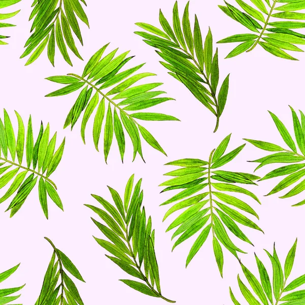 Hawaiian Decorative Seamless Pattern Watercolor Tropical Leaves Palm Colorful Hand — Stock Photo, Image