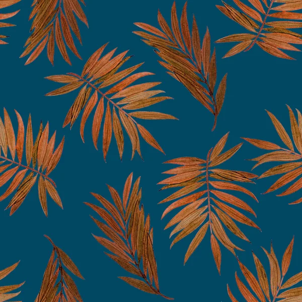 水彩熱帯の葉とハワイの装飾的なシームレスなパターン パームだ カラフルな手描きイラスト 夏の熱帯 Print — ストック写真