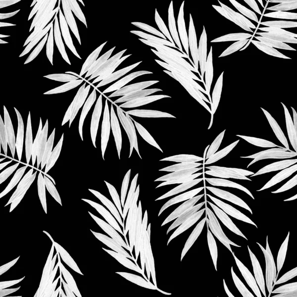 Αφηρημένο Διακοσμητικό Μοτίβο Χωρίς Ραφή Υδατογραφία Τροπικά Φύλλα Μαύρο Παλμ — Φωτογραφία Αρχείου