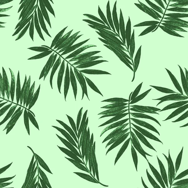 Hawaiian Decorative Seamless Pattern Watercolor Tropical Leaves Palm Colorful Hand — Stock Photo, Image