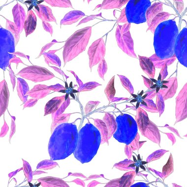 Suluboya limonlu, yaratıcı, pürüzsüz desen. Meyveli moda baskısı. Her türlü tasarım için kullanılabilir..