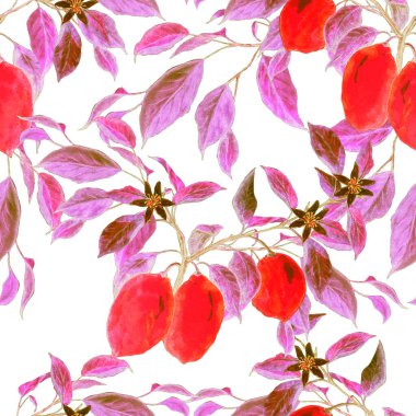 Suluboya limonlu, yaratıcı, pürüzsüz desen. Meyveli moda baskısı. Her türlü tasarım için kullanılabilir..