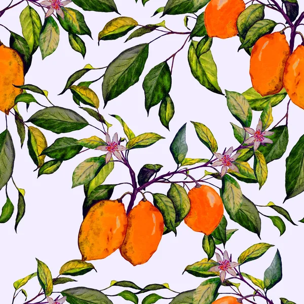Padrão Sem Costura Criativo Com Limões Aquarela Impressão Moda Frutada — Fotografia de Stock