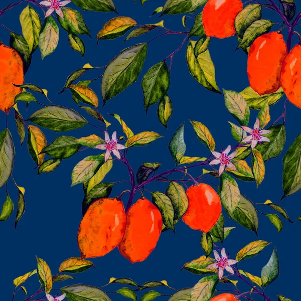 Kreativní Bezešvý Vzor Akvarelovými Citróny Ovocný Módní Tisk Lze Použít — Stock fotografie