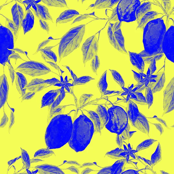 Creative Seamless Pattern Watercolor Lemons Fruity Fashion Print Can Used — Stock Photo, Image