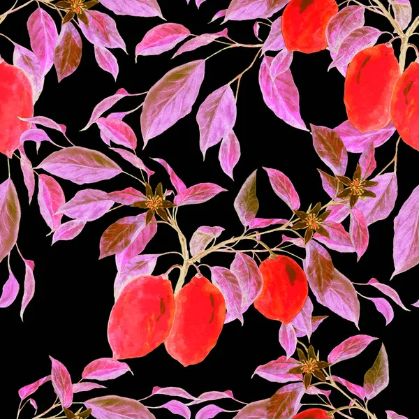 Kreativní Bezešvé Vzor Akvarelem Citróny Černé Ovocný Módní Tisk Lze — Stock fotografie