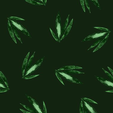 Soyut dekoratif, dikişsiz, suluboya tropikal yapraklı desen. Renkli el çizimi çizimi. Hawaii yaz egzotik baskısı.