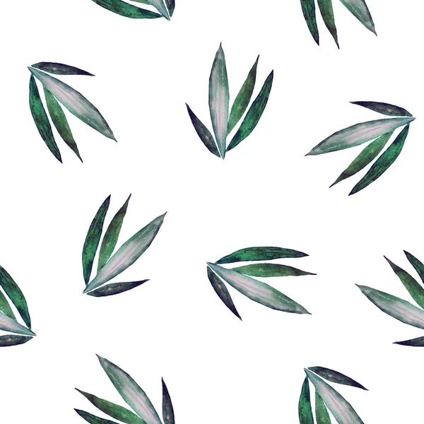 Abstract decorative seamless pattern with watercolor tropical leaves. Colorful hand drawn illustration. Hawaiian summer exotic print.