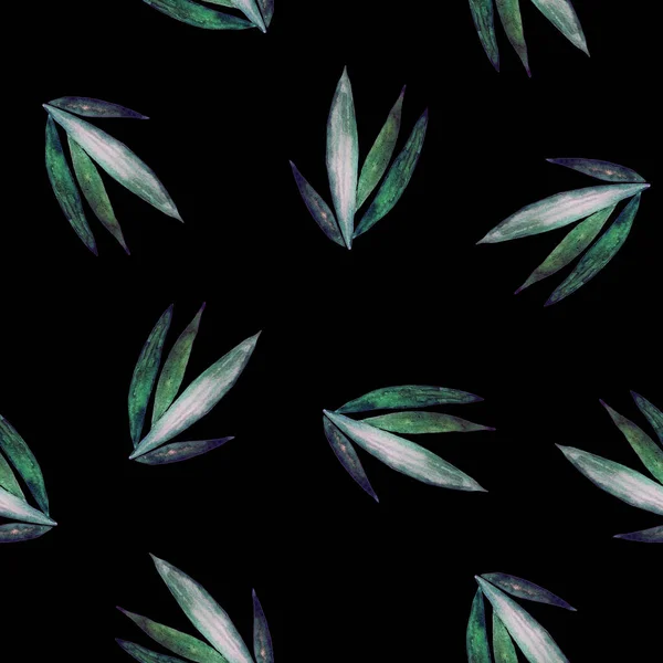 Abstract decorative seamless pattern with watercolor tropical leaves. Colorful hand drawn illustration. Hawaiian summer exotic print.