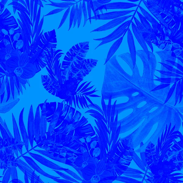 Motif Décoratif Abstrait Sans Couture Avec Des Feuilles Tropicales Aquarelle — Photo