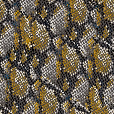 Elle çizilmiş yılan benekleri ile yaratıcı kusursuz desen. Kumaş tasarımı için soyut altın hayvan dokusu. Vahşi yaşam soyut tasarımı.