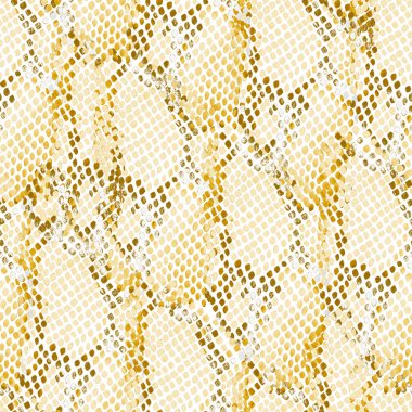 Elle çizilmiş yılan benekleri ile yaratıcı kusursuz desen. Kumaş tasarımı için soyut altın hayvan dokusu. Vahşi yaşam soyut tasarımı.
