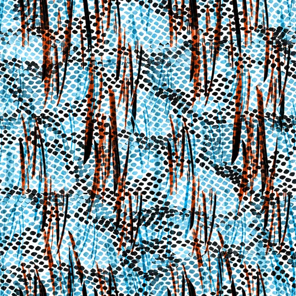 Креативний Безшовний Візерунок Намальованими Руками Зміями Блакитного Кольору Абстрактна Текстура — стокове фото