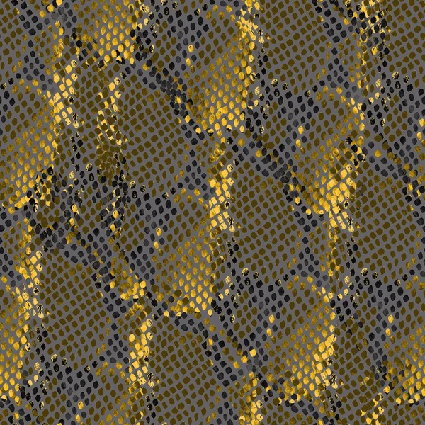 Kreativt Sömlöst Mönster Med Handritade Ormfläckar Abstrakt Gyllene Djur Struktur — Stockfoto