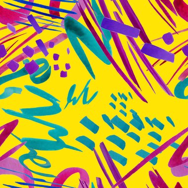 Güzel, parlak soyut elementlerle, yaratıcı, kusursuz bir desen. Her türlü tasarım için renkli bir doku. Suluboya soyut arkaplan. Çağdaş sanat. 