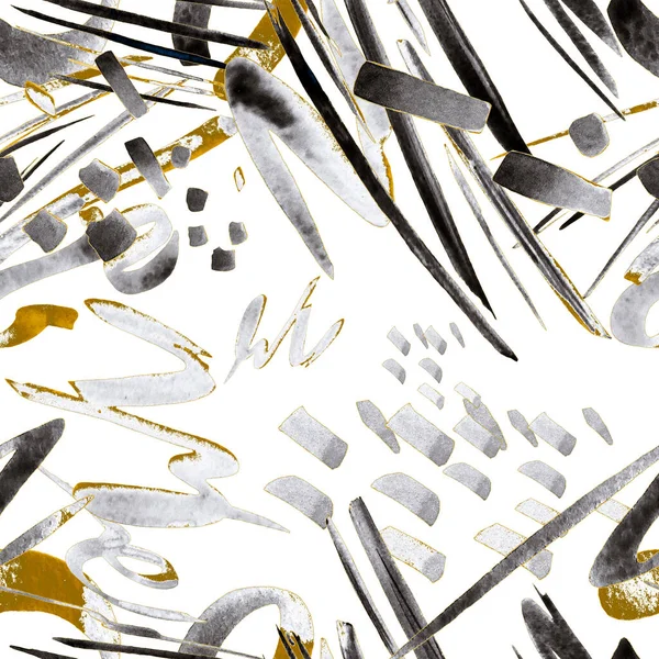 Творческий Бесшовный Узор Красивыми Яркими Абстрактными Элементами Золотая Фактура Любого — стоковое фото