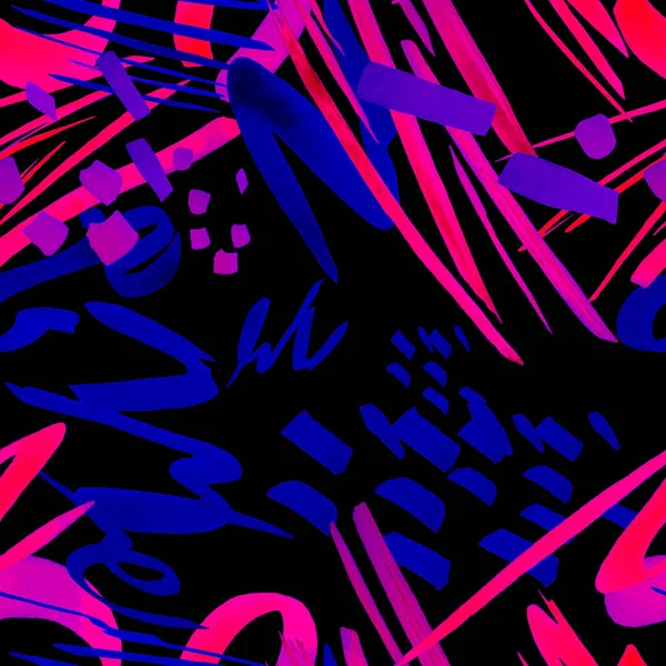 Creatief Naadloos Patroon Met Prachtige Heldere Abstracte Elementen Zwart Kleurrijke — Stockfoto