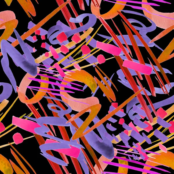 Kreatywny Bezszwowy Wzór Pięknymi Jasnymi Abstrakcyjnymi Elementami Czerni Kolorowe Tekstury — Zdjęcie stockowe