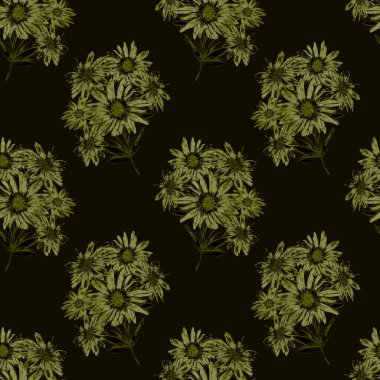 Çiçeksiz desenli, güzel çiçek açan papatyalar. Tek renkli suluboya çiçek deseni. Yaz tebrik kartı.. 