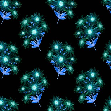 Çiçeksiz desenli, güzel çiçek açan papatyalar. Suluboya çiçek izi. Yaz tebrik kartı.. 