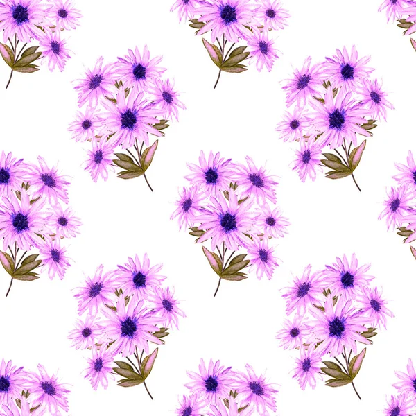 花的无缝图案与美丽开花的迷迭香 水彩画 夏季贺卡 — 图库照片