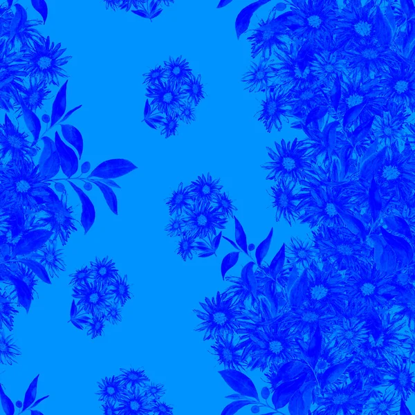 Patrón Sin Costura Floral Con Hermosas Manzanillas Florecientes Monocromo Acuarela —  Fotos de Stock