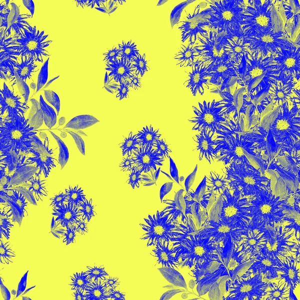 Квітковий Безшовний Візерунок Красивими Квітучими Ромашками Акварельний Квітковий Принт Літня — стокове фото