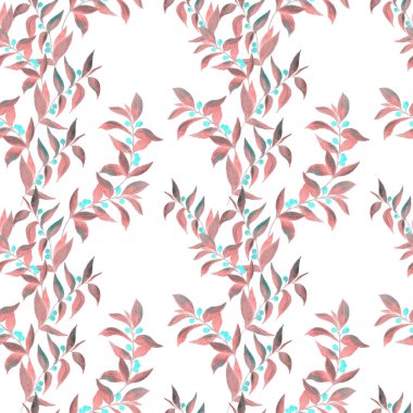 Yeşil dalları olan dikişsiz suluboya desen. Ne amaçla olursa olsun parlak neon yaz ya da bahar baskısı. Klasik doğal model. Organik arkaplan.